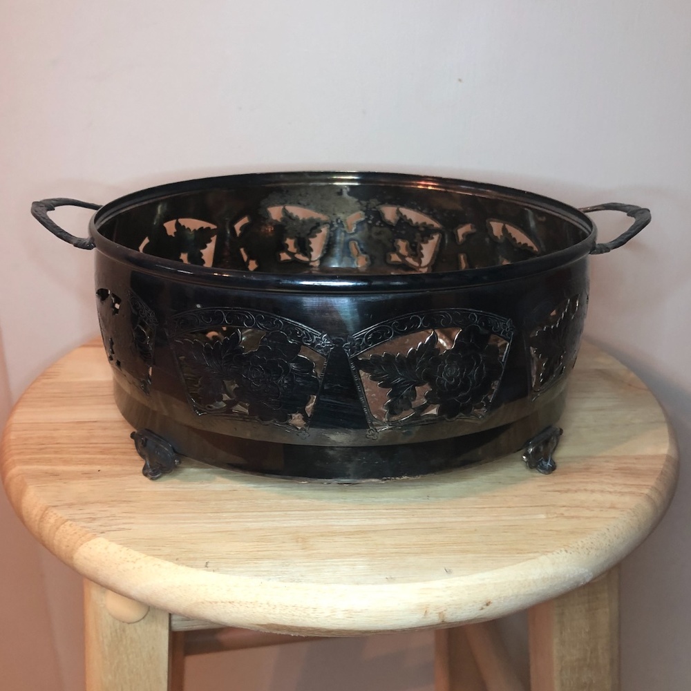 Vintage EP Copper Serving Tray Silver Plated GUC